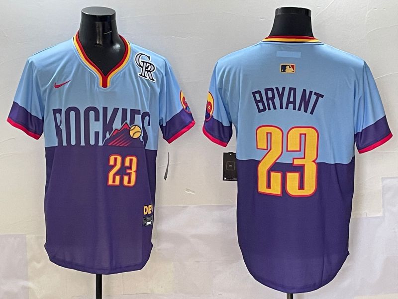 Men Colorado Rockies 23 Bryant Purple blue Joint Name 2025 Nike MLB Jersey style 5